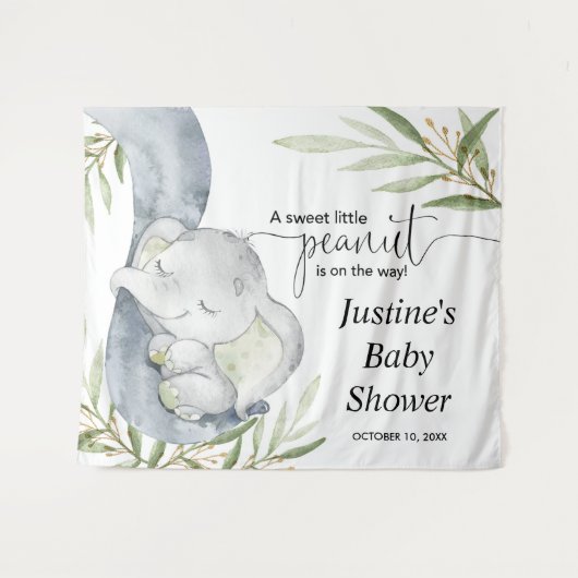 Tenture Panneau de fond pour une baby shower éléphant neut (Devant (Horizontal))