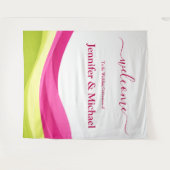 Tenture Panneau de mariage fuchsia et vert citron (Devant (Horizontal))