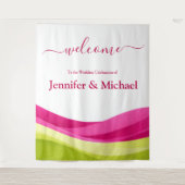 Tenture Panneau de mariage fuchsia et vert citron (Devant)