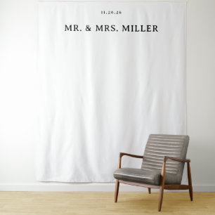 Tenture Panneau de mariage minimaliste noir élégant
