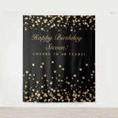 Tenture Panneau de photomaton pour 40 ans, noir et or (Devant)