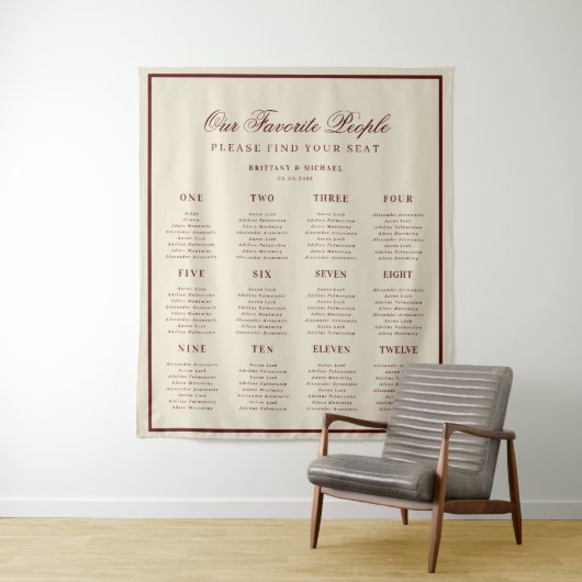 Tenture Panneau de plan de table de mariage rétro Ivory Bu (En situation)