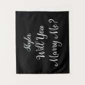 Tenture Panneau de proposition de mariage avec nom en noir (Devant)