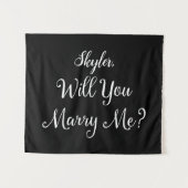 Tenture Panneau de proposition de mariage avec nom en noir (Devant (Horizontal))