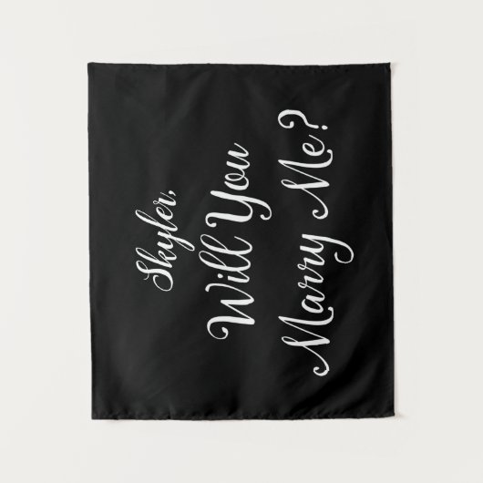 Tenture Panneau de proposition de mariage nom noir et blan (Devant)