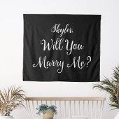 Tenture Panneau de proposition de mariage nom noir et blan