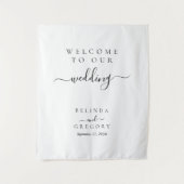 Tenture Panneau de tissu de bienvenue à notre mariage avec (Devant)