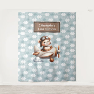 Tenture Panneau photo pour baby shower avec ours en peluch