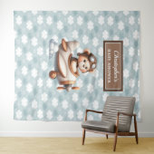 Tenture Panneau photo pour baby shower d'un pilote avec un (En situation (horizontale))