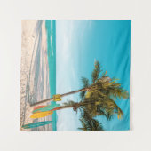 Tenture Panneaux de surf sur la plage lancer oreiller (Devant (Horizontal))