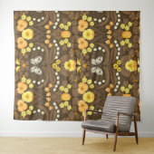 Tenture Pansies jaunes, oiseaux et papillons (En situation (horizontale))