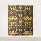 Tenture Pansies jaunes, oiseaux et papillons (Devant)