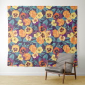 Tenture Pansies sur violet de prune (En situation (horizontale))