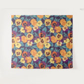 Tenture Pansies sur violet de prune (Devant (Horizontal))