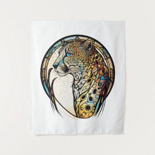 Tenture Panther Animal Portrait Vitrail Art de la faune