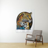 Tenture Panther Animal Portrait Vitrail Art de la faune (En situation)