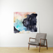 Tenture Panther Black Wild Animal Nature Aquarelle Art (En situation (horizontale))