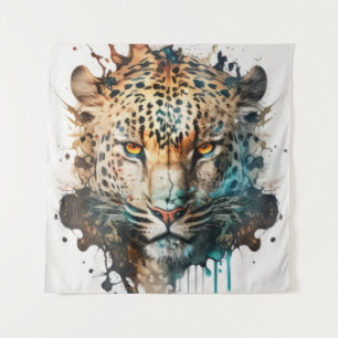 Tenture Panther Portrait Animal Peinture Faune En Plein Ai
