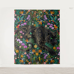Tenture Panthère aux aguets Surrealiste Jungle
