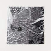 Tenture Panthère noire dans la jungle - dessin au crayon (Devant (Horizontal))