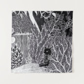 Tenture Panthère noire dans la jungle - dessin au crayon (Devant)