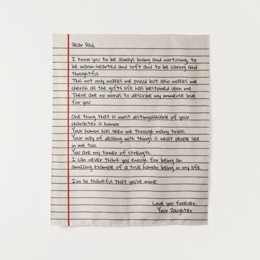 Tenture Papa Lettre cadeau pour le jour du Père (Devant)