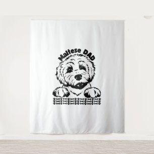 Tenture Papa maltais Noir et Blanc Design Chien maltais
