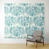 Tenture Papier à peintres et papillons, lagon Bleu (En situation (horizontale))