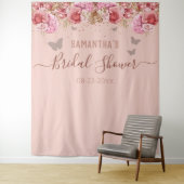 Tenture Papier Peint Fleurs Papillons Rose pour Mariage (En situation)