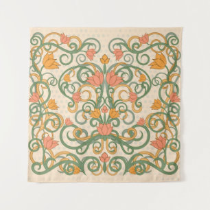 Tenture papier peint floral de style art nouveau, illustra
