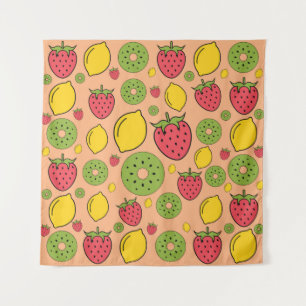 Tenture Papier peint fraise, citron et kiwi