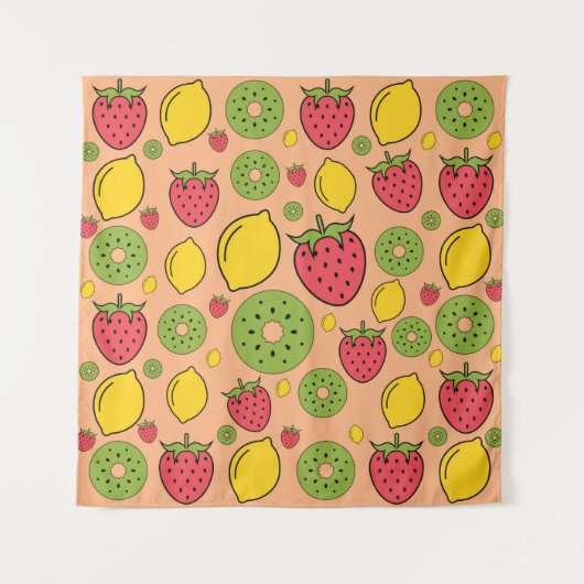 Tenture Papier peint fraise, citron et kiwi (Devant)