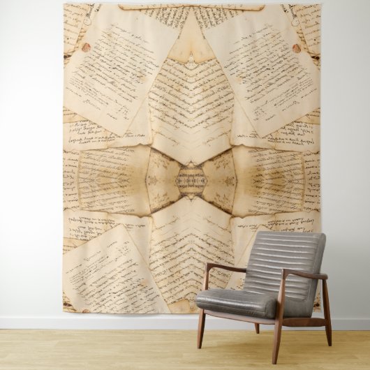 Tenture Papier Peint Motif de Feuillets Rustique (En situation)
