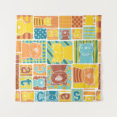 Tenture Papier peint patchwork en tissu de chat amusant, c (Devant (Horizontal))