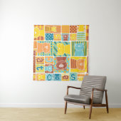 Tenture Papier peint patchwork en tissu de chat amusant, c (En situation (horizontale))