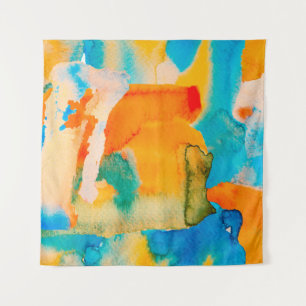 Tenture Papier psychédélique. Bleu classique et rouge lave