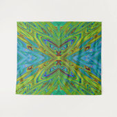 Tenture Papillon Abstrait Chartreuse et Bleu Trippy (Devant (Horizontal))