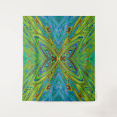 Tenture Papillon Abstrait Chartreuse et Bleu Trippy (Devant)