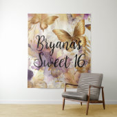 Tenture Papillon aquarelle violet et or Papillons (En situation)