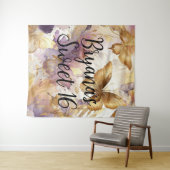 Tenture Papillon aquarelle violet et or Papillons (En situation (horizontale))