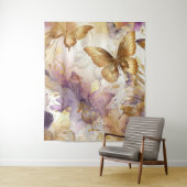 Tenture Papillon aquarelle violet et or Papillons (En situation)