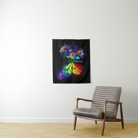 Tenture Papillon arc-en-ciel (En situation)