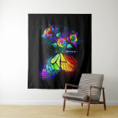 Tenture Papillon arc-en-ciel (En situation)