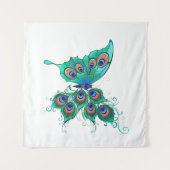 Tenture Papillon aux plumes de paon vert (Devant (Horizontal))