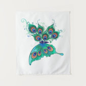 Tenture Papillon aux plumes de paon vert (Devant)