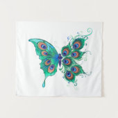 Tenture Papillon aux plumes de paon vert (Devant (Horizontal))
