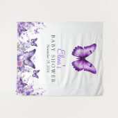 Tenture Papillon Baby shower Purple Floral fond (Devant (Horizontal))