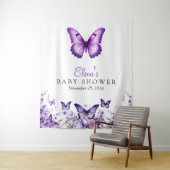 Tenture Papillon Baby shower Purple Floral fond (En situation)