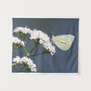Tenture Papillon Blanc Sur Des Fleurs