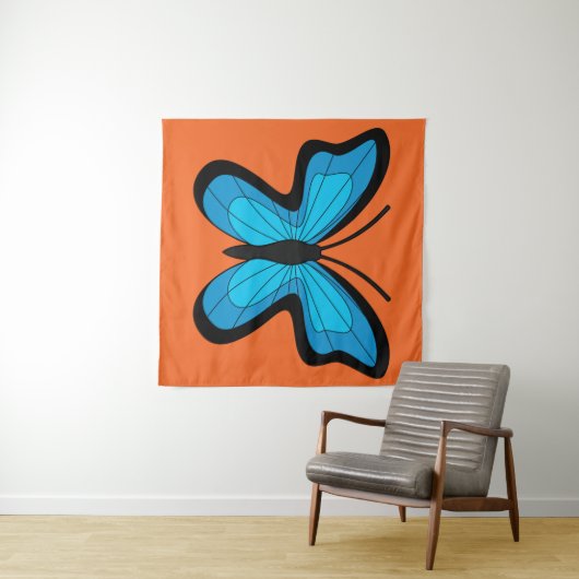 Tenture Papillon Bleu (En situation (horizontale))